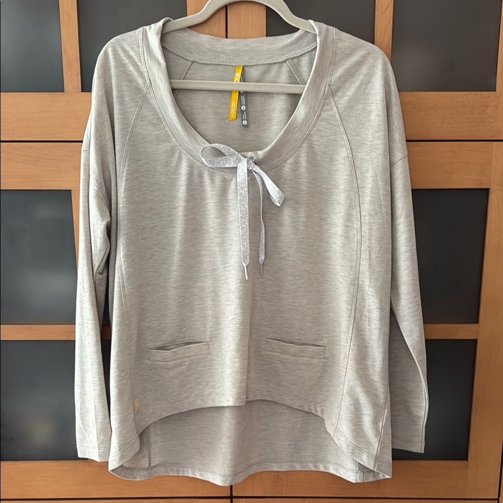 Lole Gray Relaxed Tie Front Hoodie